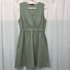 Francesca Bettini Made in Italy Sleeveless V-Neck Linen/Cotton Blend Dress